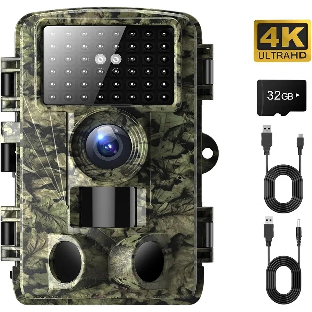 4K 48MP Trail Camera 0.05s Trigger Night Vision IP66 130° Game Camera